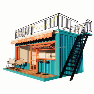 Container d'emballage plat à deux couches de 20 pieds cadre en acier garage magasin de détail design moderne et pliage en acier galvanisé 180g
