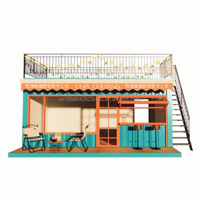 Container d'emballage plat à deux couches de 20 pieds cadre en acier garage magasin de détail design moderne et pliage en acier galvanisé 180g
