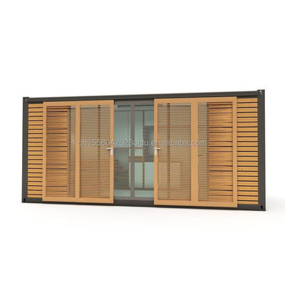 Hôtel Accommodation 20 pieds Container préfabriqué Maison de bureau avec porte coulissante en bois et fenêtres en alliage d'aluminium