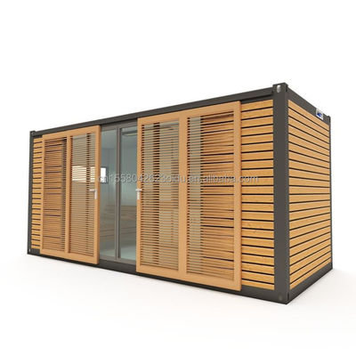 Hôtel Accommodation 20 pieds Container préfabriqué Maison de bureau avec porte coulissante en bois et fenêtres en alliage d'aluminium