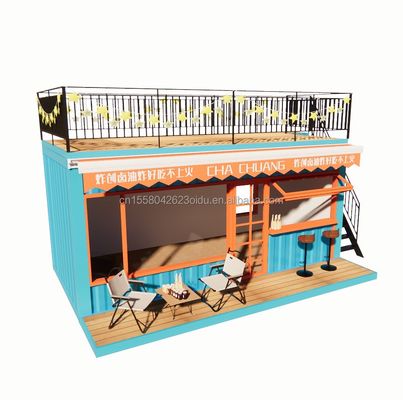 Container d'emballage plat à deux couches de 20 pieds cadre en acier garage magasin de détail design moderne et pliage en acier galvanisé 180g