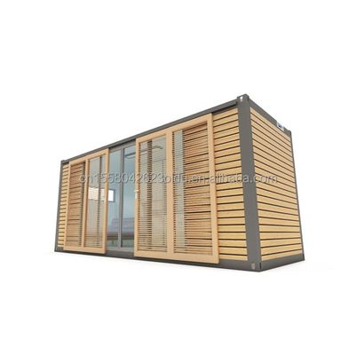 Hôtel Accommodation 20 pieds Container préfabriqué Maison de bureau avec porte coulissante en bois et fenêtres en alliage d'aluminium