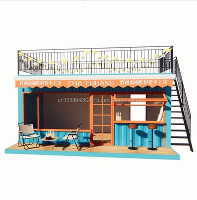 Container d'emballage plat à deux couches de 20 pieds cadre en acier garage magasin de détail design moderne et pliage en acier galvanisé 180g
