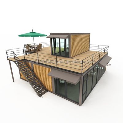 Tubes carrées en acier galvanisé Structure principale Maison de villa préfabriquée Conteneur modulaire moderne Luxe Trois chambres