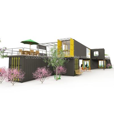 Restaurant extérieur Café Bar Container House 40FT Design moderne avec des tubes carrés en acier galvanisé
