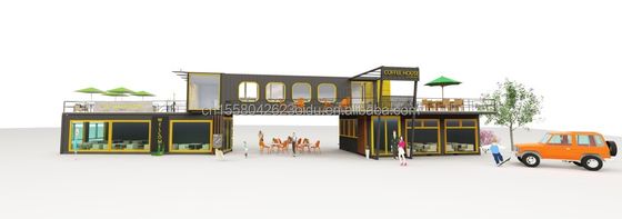 Restaurant extérieur Café Bar Container House 40FT Design moderne avec des tubes carrés en acier galvanisé