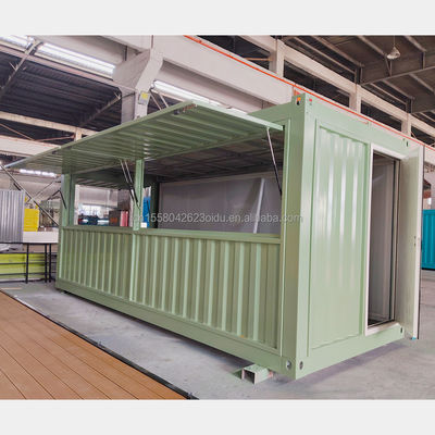 Container de fenêtres en alliage d'aluminium Bar à café 10 pieds 20 pieds Fast Food Mini Pop-up Shop avec mur 50/75/100mm Wave Sandwich Panel