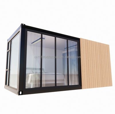 Maison solaire en bois solide en acier 20 pieds Maison de conteneur plat avec mur 50/75/100 mm Panneau sandwich ondulé