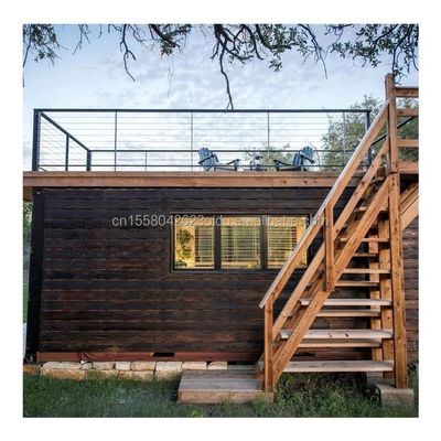 50/75/100mm Panneau sandwich ondulé Petite maison préfabriquée en bois Container de vie à deux étages Container bâtiments Cabines Villa en bois