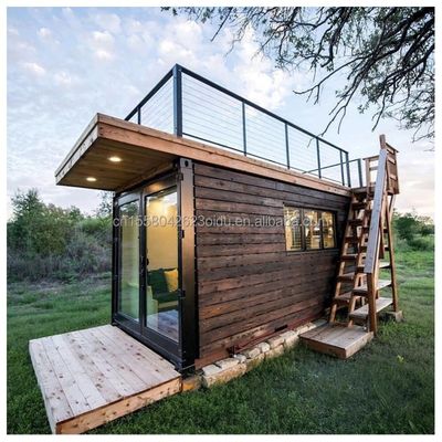 50/75/100mm Panneau sandwich ondulé Petite maison préfabriquée en bois Container de vie à deux étages Container bâtiments Cabines Villa en bois