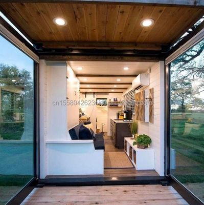 50/75/100mm Panneau sandwich ondulé Petite maison préfabriquée en bois Container de vie à deux étages Container bâtiments Cabines Villa en bois