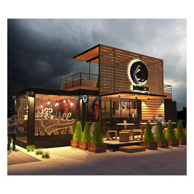 Container de 20 ou 40 pieds de conception moderne, kiosque de café préfabriqué, construit avec des panneaux sandwich en acier.