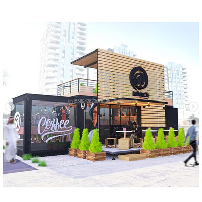 Container de 20 ou 40 pieds de conception moderne, kiosque de café préfabriqué, construit avec des panneaux sandwich en acier.
