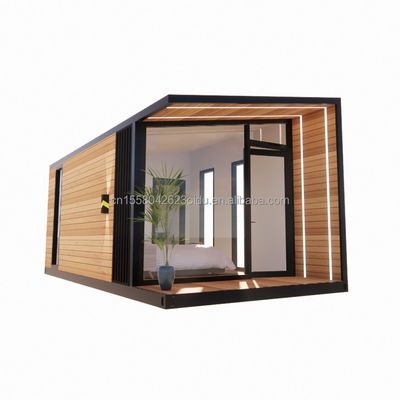 Maison de conteneurs préfabriquée de 20 pieds avec cadre en acier alliage d'aluminium fenêtres maison en verre en bois et pliage en acier galvanisé
