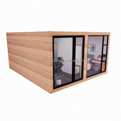 Maison en verre préfabriqué en bois maison de conteneurs avec couleur personnalisée et mur 50/75/100mm panneau sandwich ondulatoire