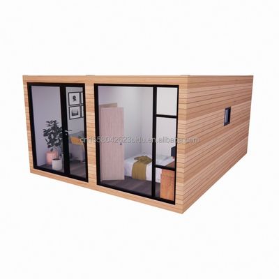 Maison en verre préfabriqué en bois maison de conteneurs avec couleur personnalisée et mur 50/75/100mm panneau sandwich ondulatoire