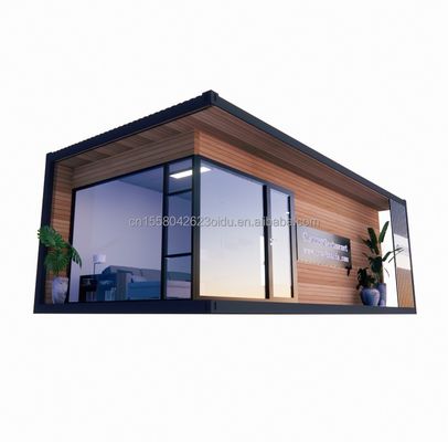 Maison de conteneurs maison préfabriquée maison en verre en bois maison solaire avec tubes carrés en acier galvanisé