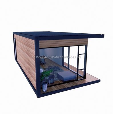 Maison de conteneurs maison préfabriquée maison en verre en bois maison solaire avec tubes carrés en acier galvanisé