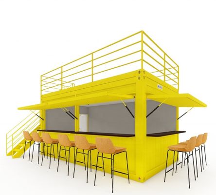 Tubes carrées en acier galvanisé Conteneur de café en acier Conteneur préfabriqué moderne de 20 pieds Bar de conteneur pour extérieur