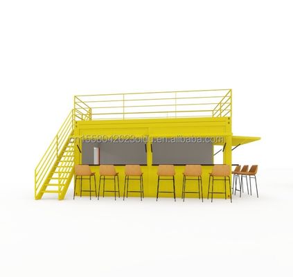 Tubes carrées en acier galvanisé Conteneur de café en acier Conteneur préfabriqué moderne de 20 pieds Bar de conteneur pour extérieur