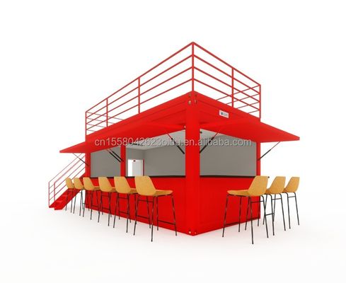 Tubes carrées en acier galvanisé Conteneur de café en acier Conteneur préfabriqué moderne de 20 pieds Bar de conteneur pour extérieur