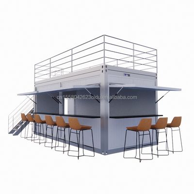 Tubes carrées en acier galvanisé Conteneur de café en acier Conteneur préfabriqué moderne de 20 pieds Bar de conteneur pour extérieur