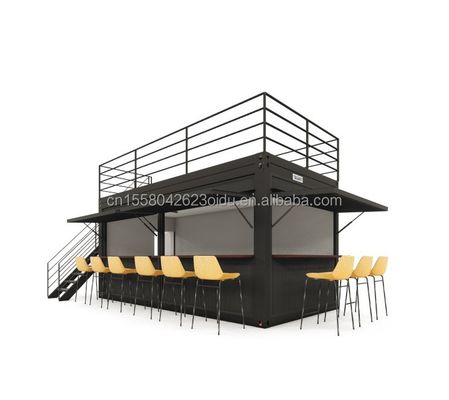 Tubes carrées en acier galvanisé Conteneur de café en acier Conteneur préfabriqué moderne de 20 pieds Bar de conteneur pour extérieur