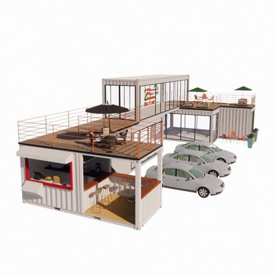 40 pieds de bar mobile restaurant conteneur hôtel conteneur en acier entrepôt bâtiment préfabriqué avec cadre en acier galvanisé et pliage