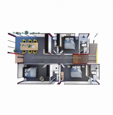 20 pieds/40 pieds préfabriqué portable pliable conteneur extensible petite maison mobile avec 3 chambres fenêtres en alliage d'aluminium