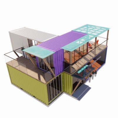 Facile d'assemblage et de démontage 20 pieds/40 pieds de stockage modulaire préfabriqué Container de transport de maisons Bar avec fenêtres en alliage d'aluminium