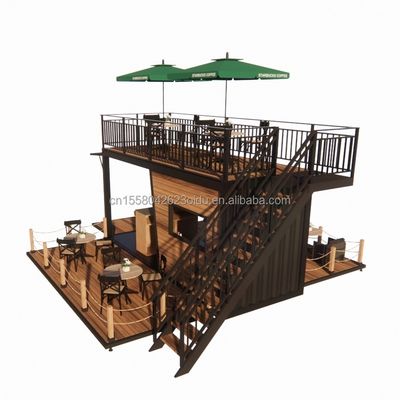 Container de 20 pieds bar et café magasin modulaire mobile magasin de commodité cadre en acier avec pliage en acier galvanisé
