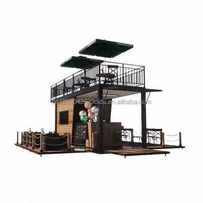 Container de 20 pieds bar et café magasin modulaire mobile magasin de commodité cadre en acier avec pliage en acier galvanisé