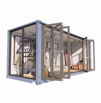 Cadre en acier de couleur personnalisé 20 pieds conteneur préfabriqué magasin de vêtements kiosque stand magasin mobile avec pliage en acier galvanisé