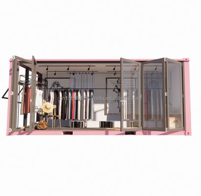 Cadre en acier de couleur personnalisé 20 pieds conteneur préfabriqué magasin de vêtements kiosque stand magasin mobile avec pliage en acier galvanisé
