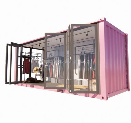 Cadre en acier de couleur personnalisé 20 pieds conteneur préfabriqué magasin de vêtements kiosque stand magasin mobile avec pliage en acier galvanisé