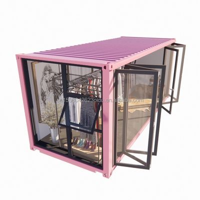 Cadre en acier de couleur personnalisé 20 pieds conteneur préfabriqué magasin de vêtements kiosque stand magasin mobile avec pliage en acier galvanisé