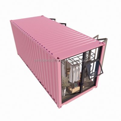 Cadre en acier de couleur personnalisé 20 pieds conteneur préfabriqué magasin de vêtements kiosque stand magasin mobile avec pliage en acier galvanisé