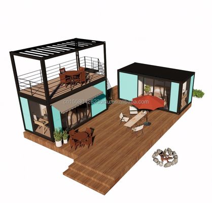 Hôtel Container House avec tubes carrés en acier galvanisé Structure principale et 2 ou 3 chambres