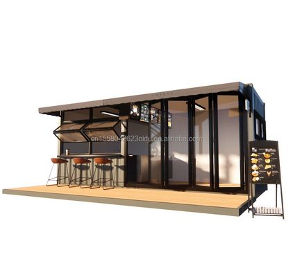 Boutique 20ft Bar de conteneur préfabriqué avec 50/75/100mm ondes panneau sandwich murs Portables et faciles à installer