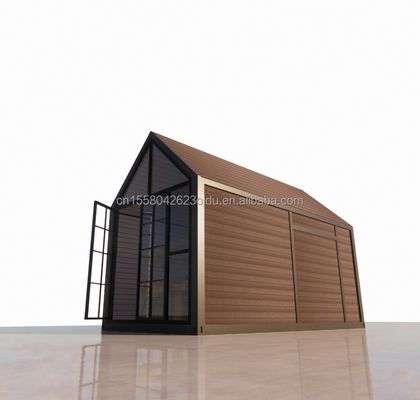 Maison en bois triangulaire de 20 pieds pliable maison en bois de transport avec panneau sandwich ondulé de 100 mm Murs et fenêtres en alliage d'aluminium