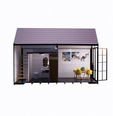 Maison en bois triangulaire de 20 pieds pliable maison en bois de transport avec panneau sandwich ondulé de 100 mm Murs et fenêtres en alliage d'aluminium