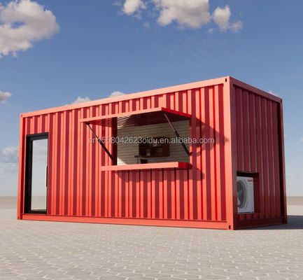 Container d'expédition préfabriqué de 20 pieds Pop Up Café Restaurant Mobile Container Bar avec design et style de salle de bain moderne