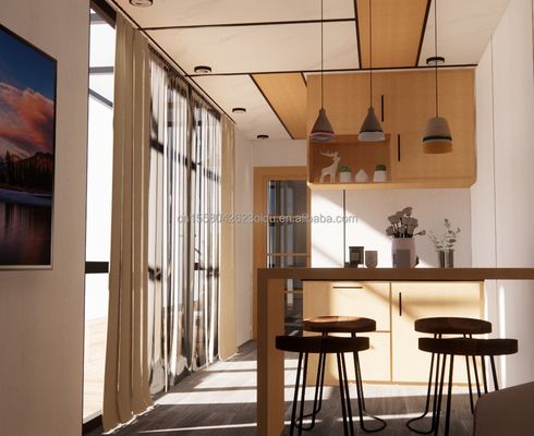 Hôtel 20 pieds Mini panneau de sandwich amovible en acier préfabriqué Pack plat préfabriqué Petit kit de maison de jardin modulaire