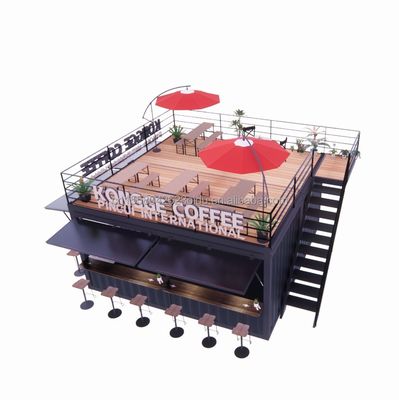 Container pop-up préfabriqué Restaurant Boutique de nourriture de rue Kiosque avec tubes carrés en acier galvanisé