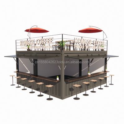 Container pop-up préfabriqué Restaurant Boutique de nourriture de rue Kiosque avec tubes carrés en acier galvanisé