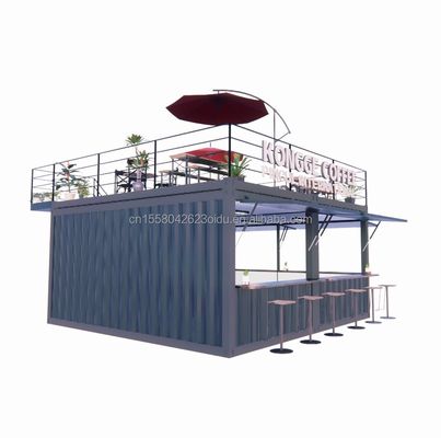 Container pop-up préfabriqué Restaurant Boutique de nourriture de rue Kiosque avec tubes carrés en acier galvanisé