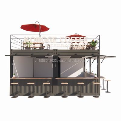 Container pop-up préfabriqué Restaurant Boutique de nourriture de rue Kiosque avec tubes carrés en acier galvanisé