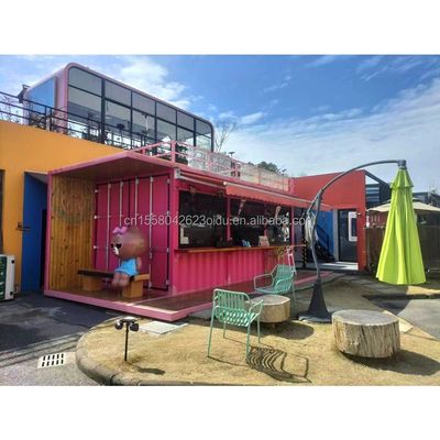 Container mobile plat de 20 pieds magasin magasin de café stand de vente au détail avec panneau sandwich ondulatoire de 50 mm mur pour l'hôtel