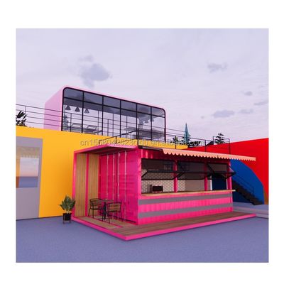 Container mobile plat de 20 pieds magasin magasin de café stand de vente au détail avec panneau sandwich ondulatoire de 50 mm mur pour l'hôtel