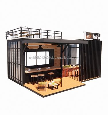 fenêtres en alliage d'aluminium préfabriquées Expédition Mobile Café Container Bar Shops pour une mise en page personnalisable